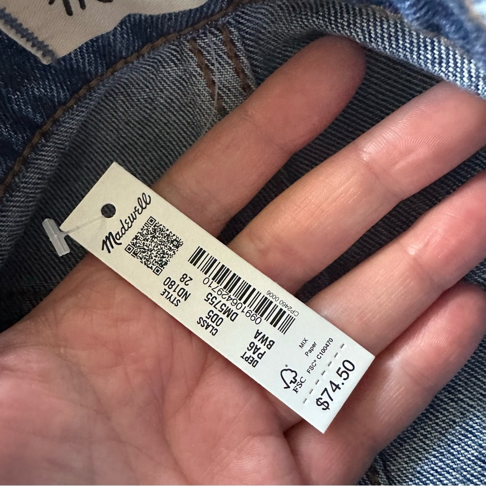 Madewell The Perfect Jean Short Size 28 High Rise Raw Hem Denim NWT - Picture 3 of 8